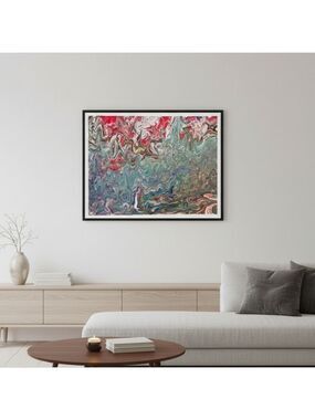 Hand Crafted Acrylic Pour Artwork Upcycled Canvas